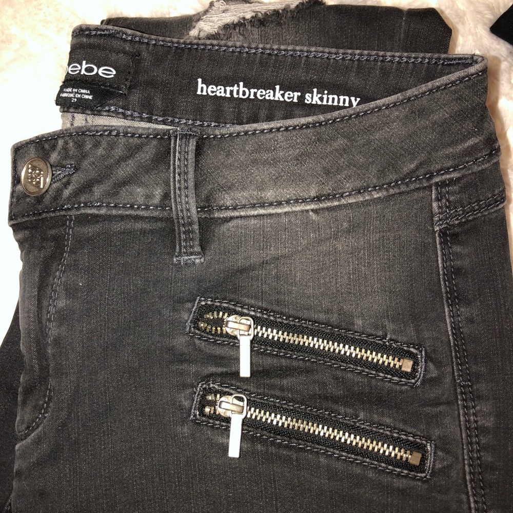Dark grey zipper Bebe jeans